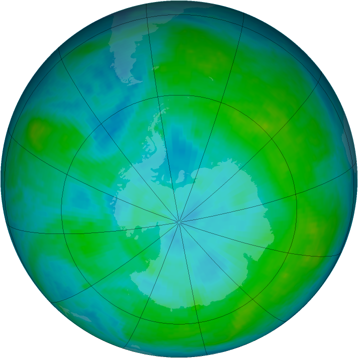 Antarctic ozone map for 04 February 1985